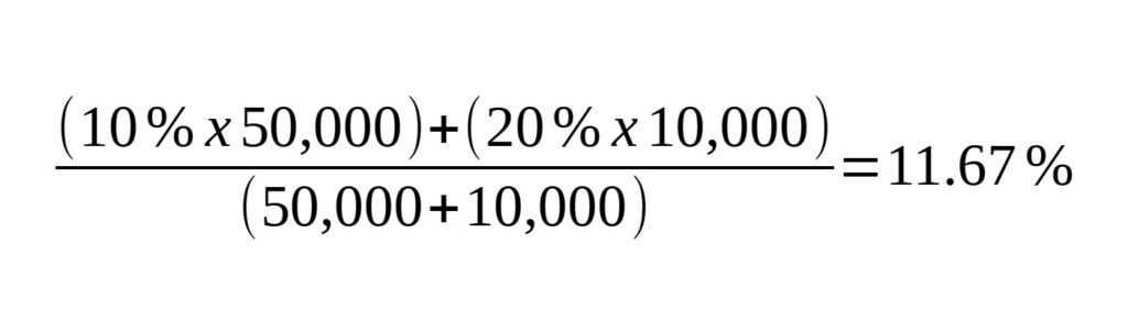 Formula computing for the weighted average.
